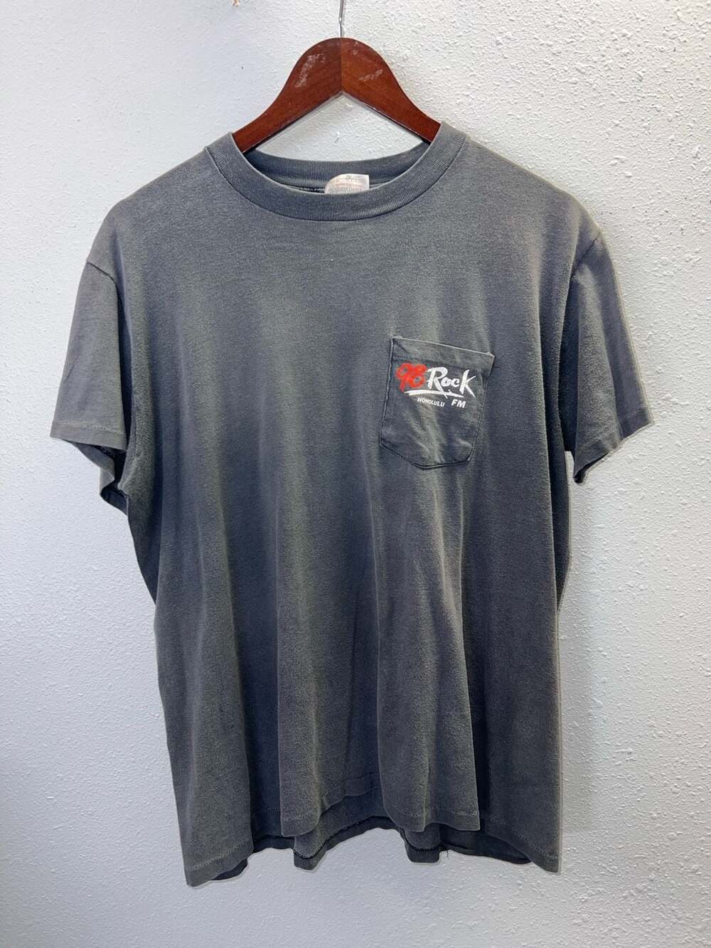 Vintage 98 Rock Honolulu FM Radio Pocket T Shirt Single Stitch Mens Large 0620
